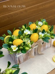 Limoncello fa ládás asztaldísz