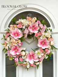 Magnóliás ajtódísz - rózsaszín