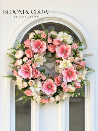 Magnóliás ajtódísz - rózsaszín