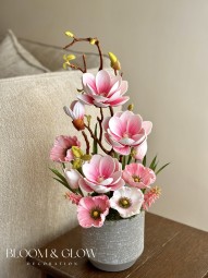 Magnóliás asztaldísz - világos rózsaszín