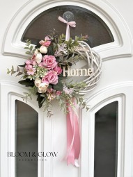 "Home" virágos kopogtató